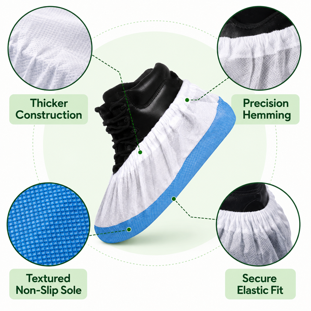 Reusable Non-Slip Protective Shoe Covers with Elastic Fit
