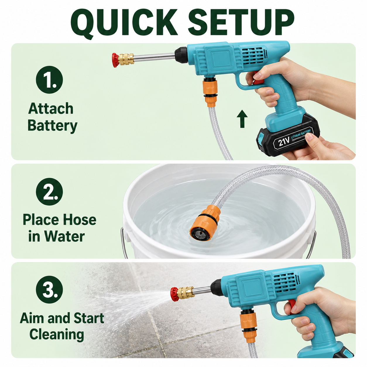 21V Cordless Portable Pressure Washer Kit