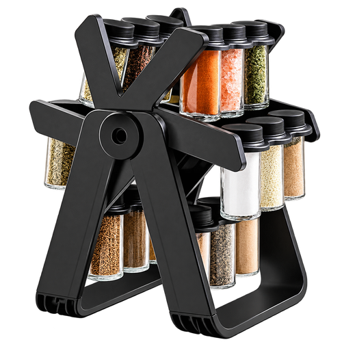 18 Jar Rotating Spice Rack - transparent background