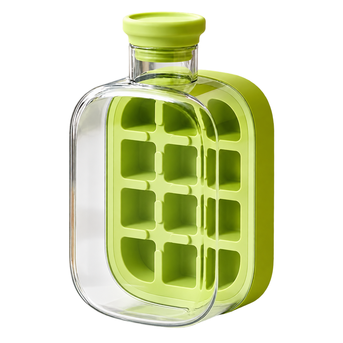 2-in-1 Ice Cube Tray with Bottle - transparent background
