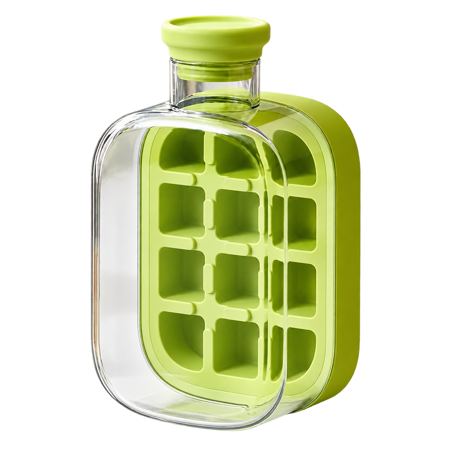 2-in-1 Ice Cube Tray with Bottle - transparent background