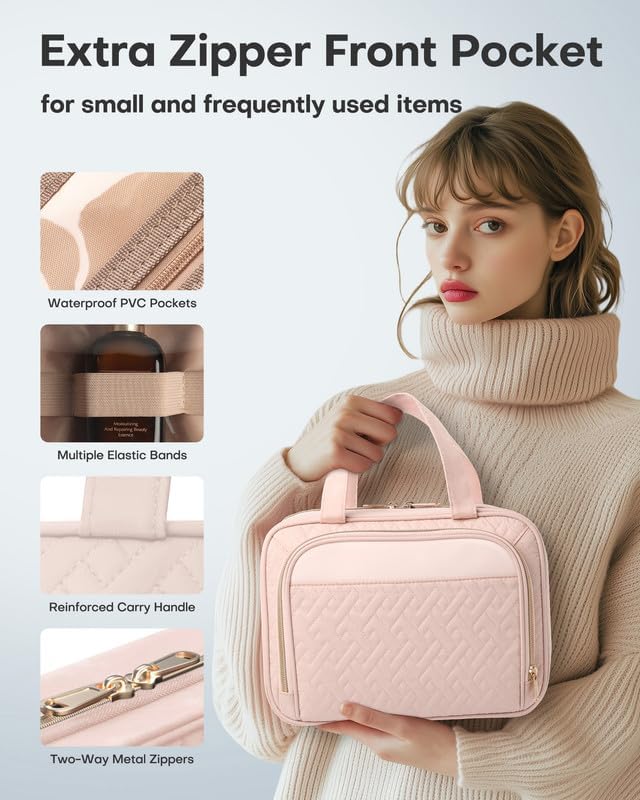 Large Travel Cosmetic Bag with Waterproof Hanging Hook view 3