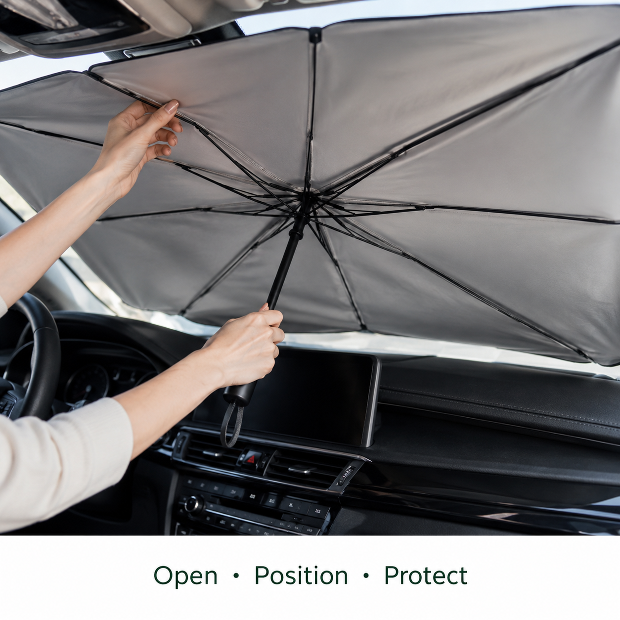 Foldable Car Windshield Sunshade Umbrella – Heat & Glare Shield