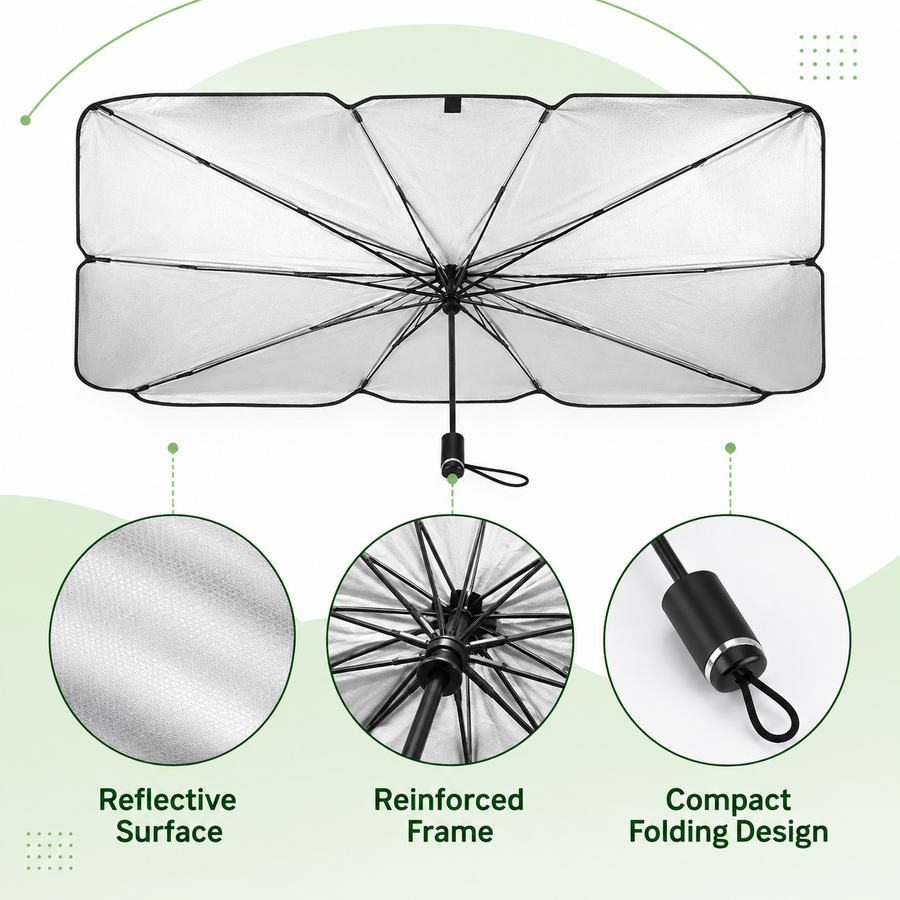 Foldable Car Windshield Sunshade Umbrella – Heat & Glare Shield