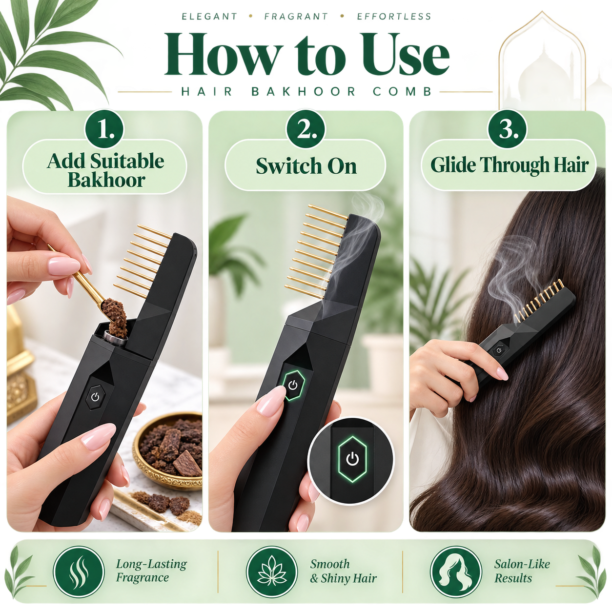 Electric Hair Bakhoor Comb – Portable Fragrance Diffuser
