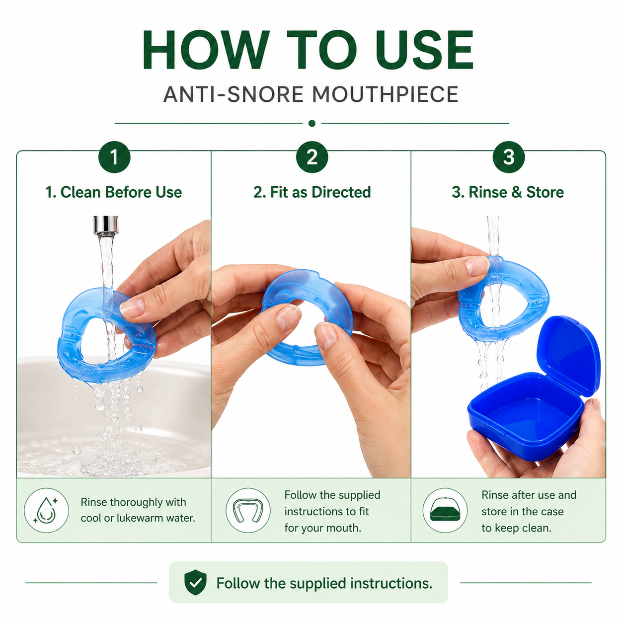 Nighttime Anti-Snore Mouthpiece with Protective Case
