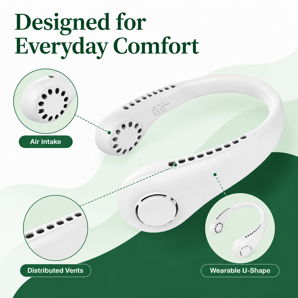 Hands-Free Bladeless Neck Fan – 78 Air Outlets