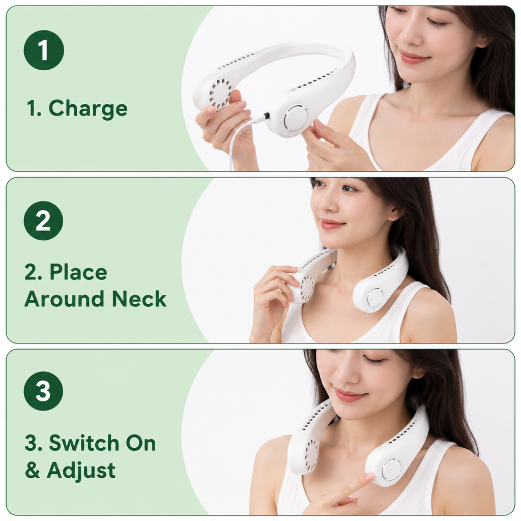 Hands-Free Bladeless Neck Fan – 78 Air Outlets