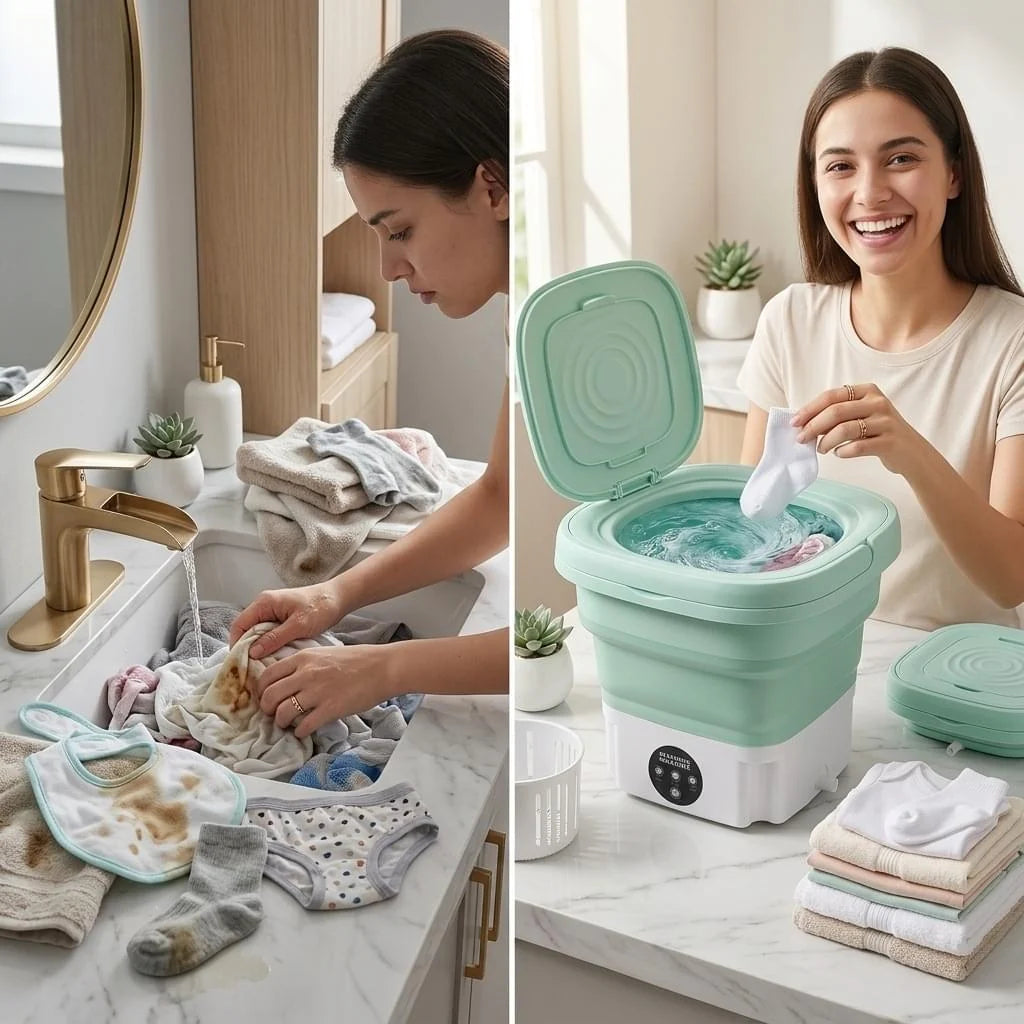 Portable Mini Washing Machine – Compact Foldable Washer for Clothes ShifBy