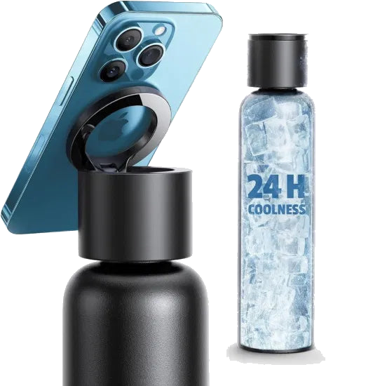 Vacuum Insulated Water Bottle with Holder - transparent background