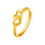 Gold Plated Retro Heart Ring - transparent background