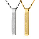 Islamic Ayat ul Kursi Bar Pendant Necklace - transparent background