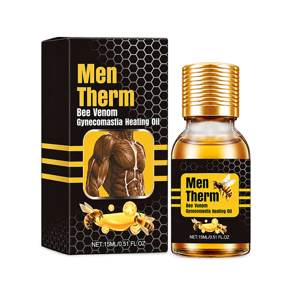 Men Therm - Bee Venom Gynecomastia Heating Oil - transparent background