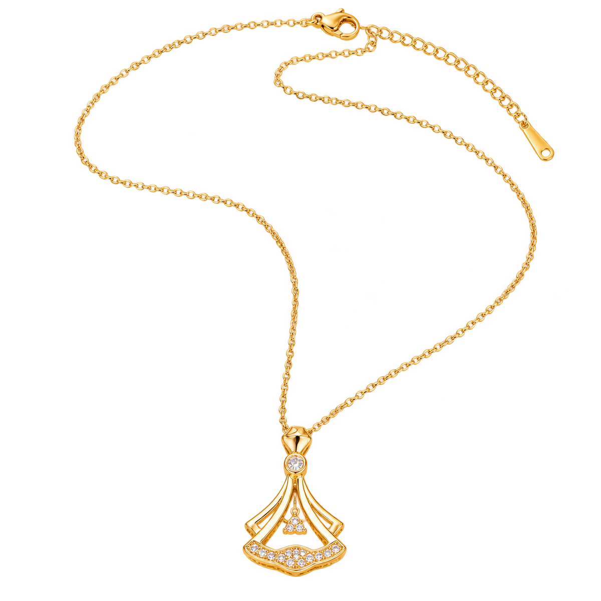 Rhinestone Decor Pendant Necklace - transparent background