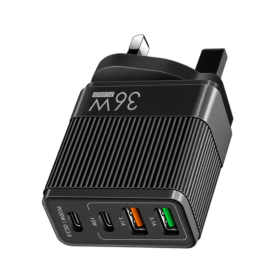 USB & USB-C Wall Charger – 4 Ports