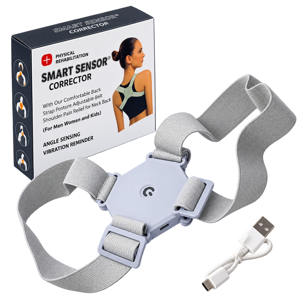 Smart Adjustable Posture Corrector - transparent background